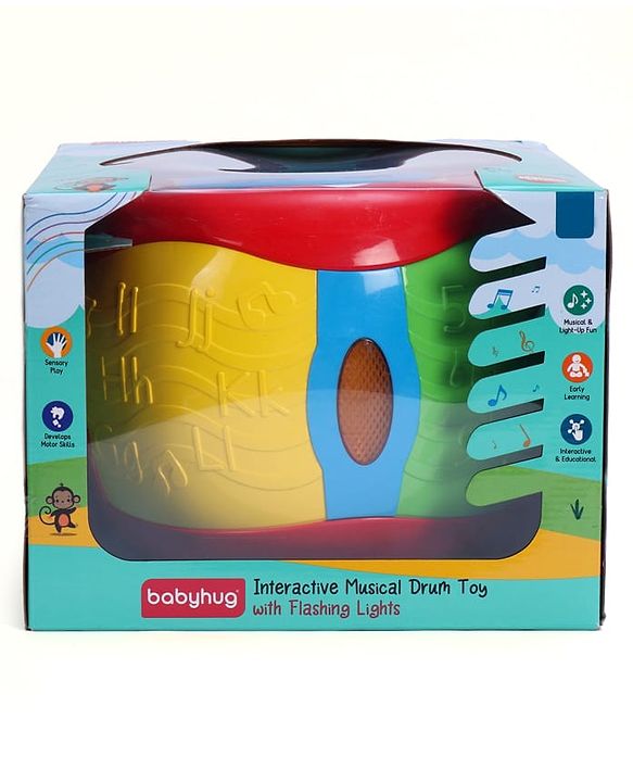 Babyhug Interactive Musical Drum Toy with Lights & Sounds  Fun & Educational| Sensory Play for Babies & Toddlers| Multi-mode Play| Visual & Auditory Skills| BIS Certified| Gifting for Boys & Girls
