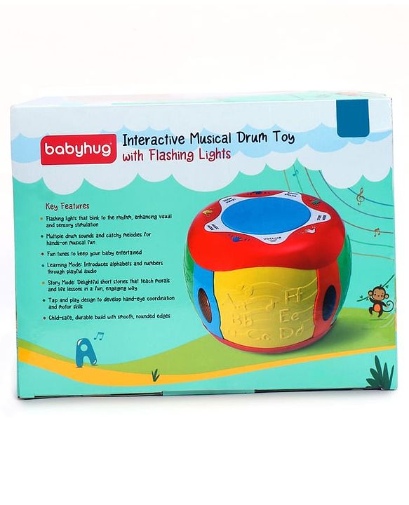 Babyhug Interactive Musical Drum Toy with Lights & Sounds  Fun & Educational| Sensory Play for Babies & Toddlers| Multi-mode Play| Visual & Auditory Skills| BIS Certified| Gifting for Boys & Girls
