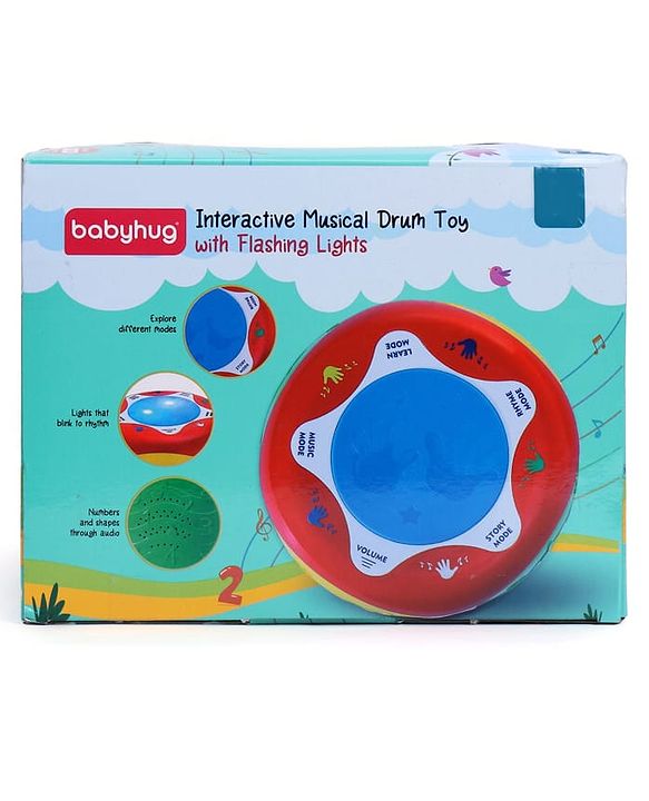 Babyhug Interactive Musical Drum Toy with Lights & Sounds  Fun & Educational| Sensory Play for Babies & Toddlers| Multi-mode Play| Visual & Auditory Skills| BIS Certified| Gifting for Boys & Girls