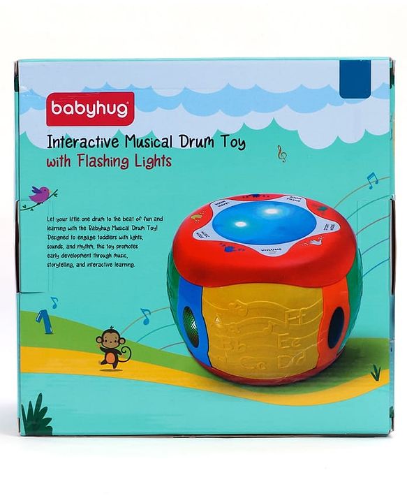 Babyhug Interactive Musical Drum Toy with Lights & Sounds  Fun & Educational| Sensory Play for Babies & Toddlers| Multi-mode Play| Visual & Auditory Skills| BIS Certified| Gifting for Boys & Girls