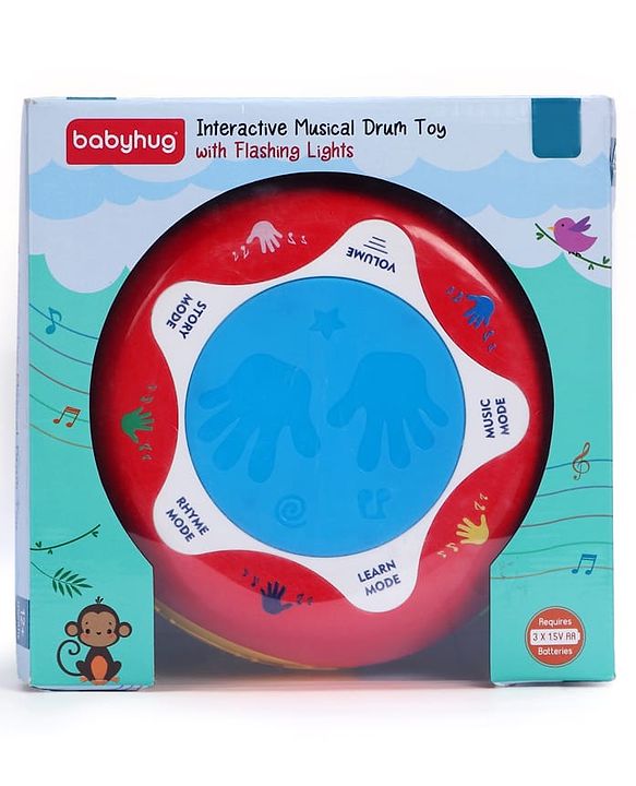 Babyhug Interactive Musical Drum Toy with Lights & Sounds  Fun & Educational| Sensory Play for Babies & Toddlers| Multi-mode Play| Visual & Auditory Skills| BIS Certified| Gifting for Boys & Girls