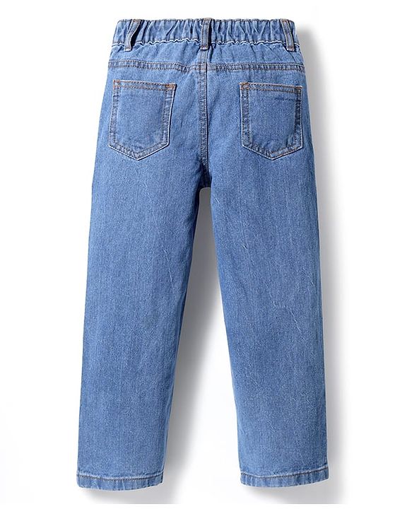 Pine Kids Denim Woven Full Length Washed Jeans - Light Blue
