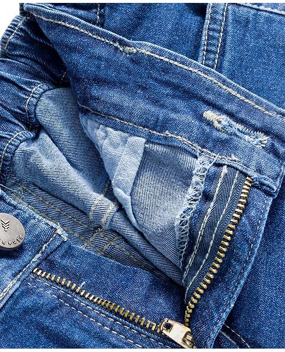 Pine Kids Denim Woven Full Length Washed Jeans - Navy Blue