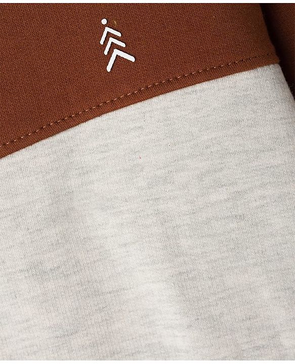 Pine Kids Cotton Knit Full Sleeves Solid Color Pullover Cut & Sew Sweatshirt - Blue & Brown