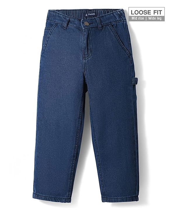 Pine Kids Denim Full Length Washed Jeans - Navy Blue