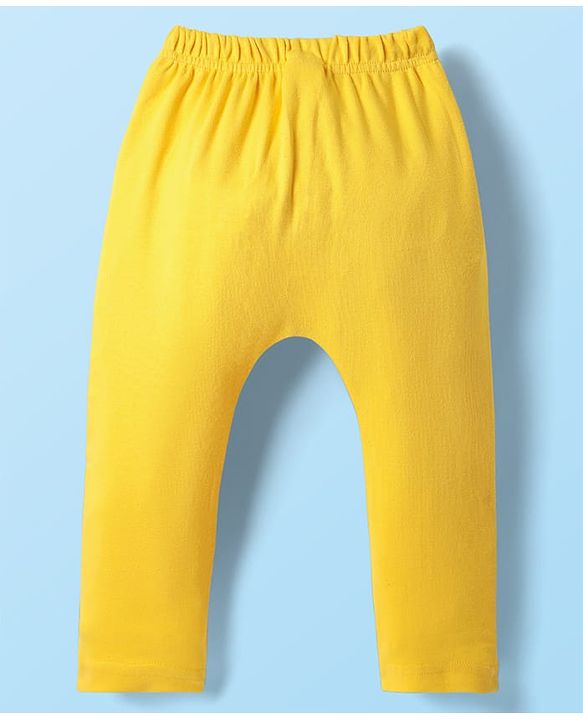 Babyhug Cotton Knit Full Length Diaper Leggings With Stripes & Dino Print Pack Of 3 - Yellow Light Blue & White