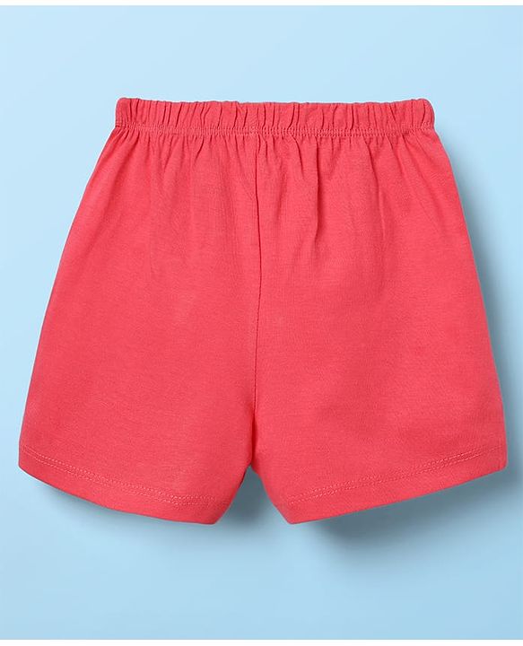 Babyhug 100% Cotton Single Jersey Knit Sleeveless Sando & Shorts With Tropical Theme Print - Navy Blue & Dark Pink