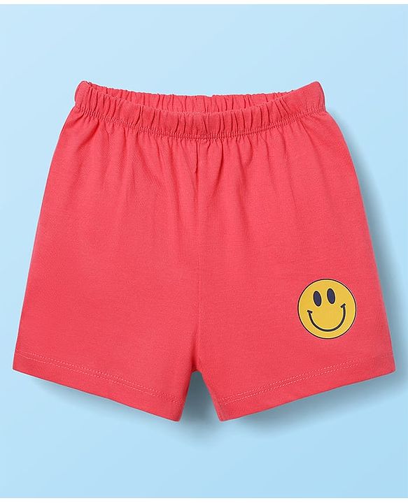 Babyhug 100% Cotton Single Jersey Knit Sleeveless Sando & Shorts With Tropical Theme Print - Navy Blue & Dark Pink
