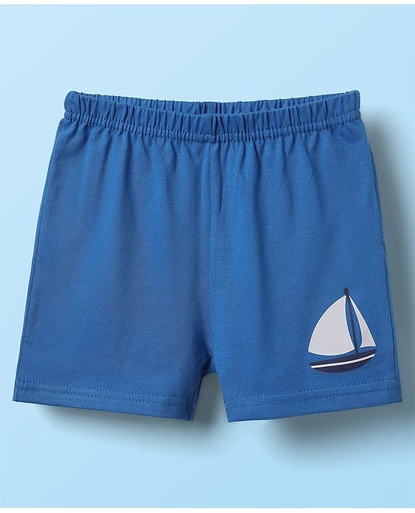 Babyhug 100% Cotton Sleeveless Nautical Printed Sando & Shorts Set - Blue & White