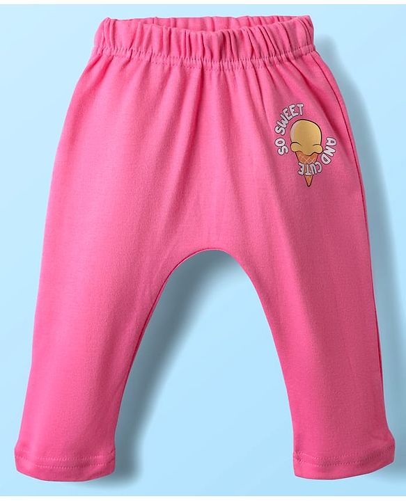 Babyhug Cotton Knit Full Length Daiper Leggings with Tropical Theme Print Pack of 3 - Yellow White & Pink