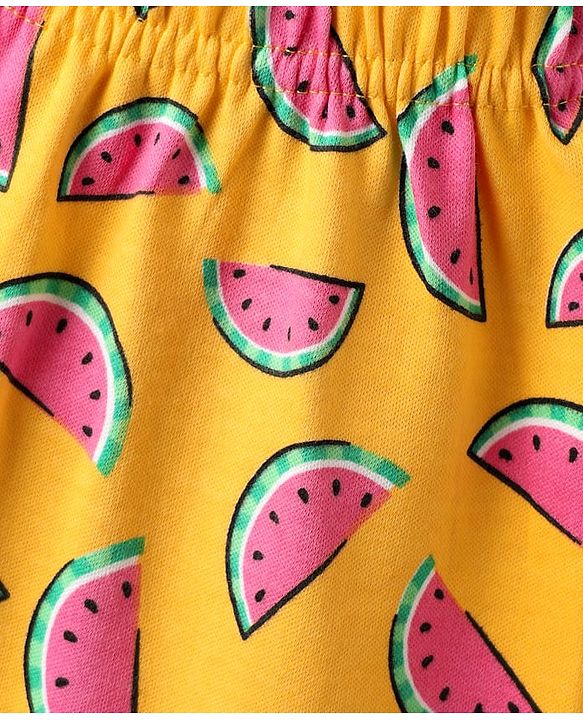 Babyhug Cotton Knit Full Length Daiper Leggings with Tropical Theme Print Pack of 3 - Yellow White & Pink