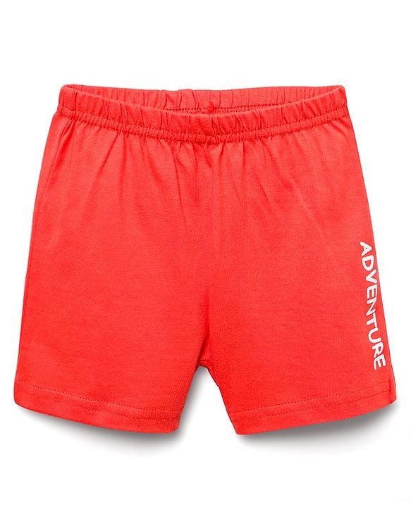 Babyhug 100% Cotton Single Jersey Knit Sleeveless Sando & Shorts Set With Stripes & Text Print - Blue & Red