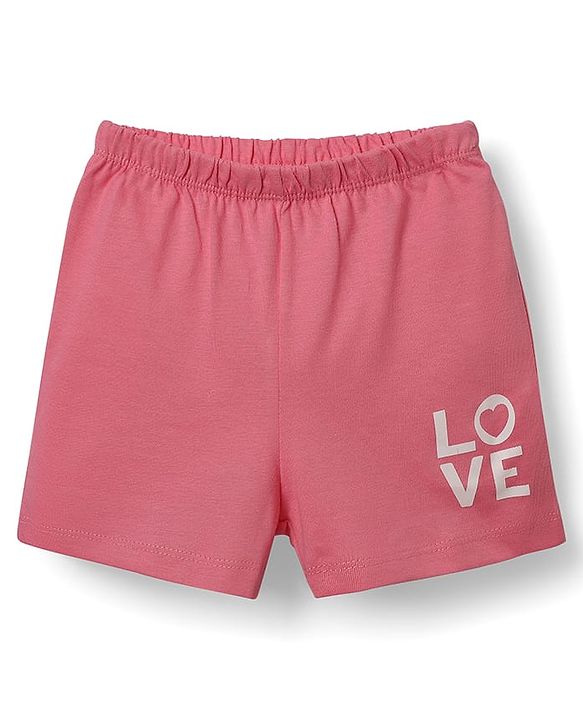 Babyhug 100% Cotton Single Jersey Knit Sleevelss Sando & Shorts Set With Text Print - Navy Blue & Pink