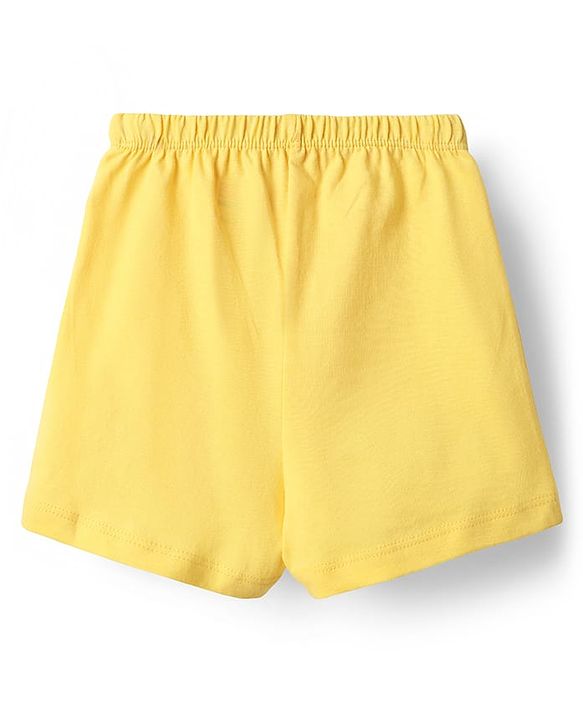 Babyhug 100% Cotton Single Jersey Knit Sleeveless Sando & Shorts Set with Rainbow & Star Print - Pink & Yellow