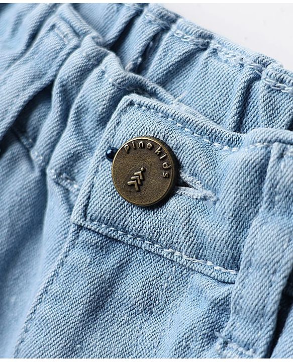 Pine Kids Woven Above Knee Length Washed Denim Skirt - Light Blue