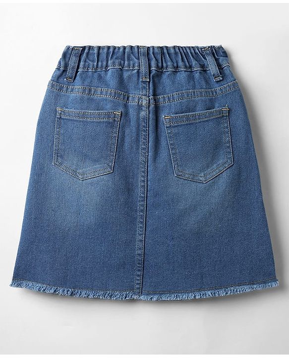Pine Kids Woven Above Knee Length Washed Denim Skirt - Light Blue