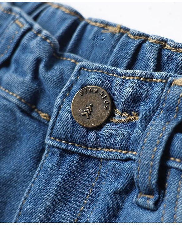 Pine Kids Woven Above Knee Length Washed Denim Skirt - Light Blue