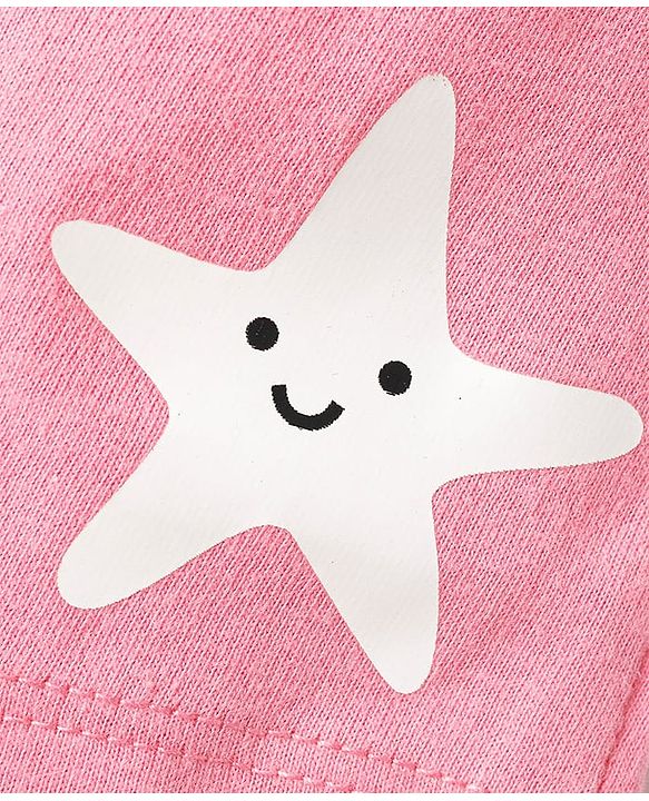 Babyhug 100% Cotton Sleeveless Star Printed Sando & Shorts Set - Yellow & Pink