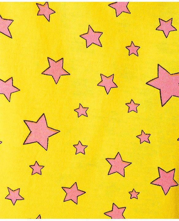 Babyhug 100% Cotton Sleeveless Star Printed Sando & Shorts Set - Yellow & Pink