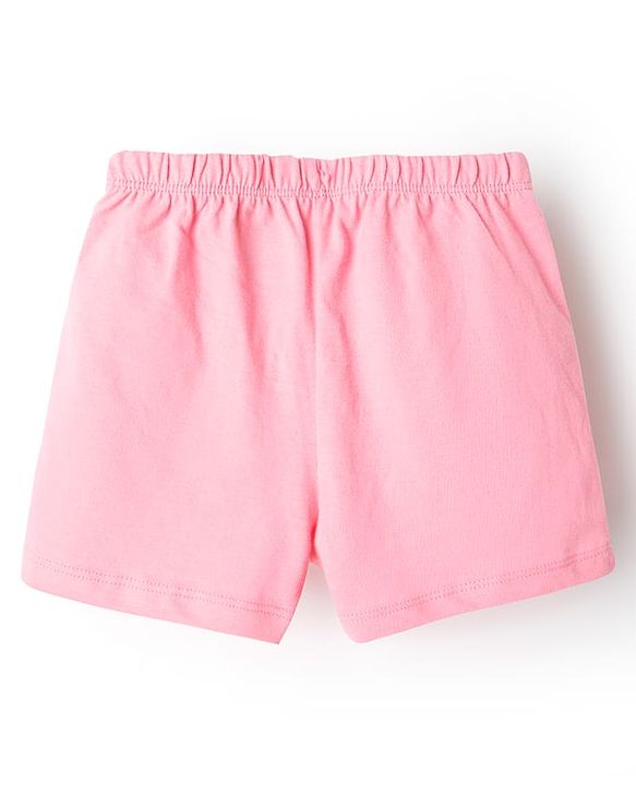 Babyhug 100% Cotton Sleeveless Star Printed Sando & Shorts Set - Yellow & Pink