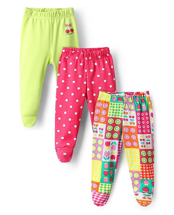 Babyhug Cotton Interlock Knit Full Length Diaper Leggings with Christmas Theme Print Pack of 3 - Red Light Blue & Navy Blue