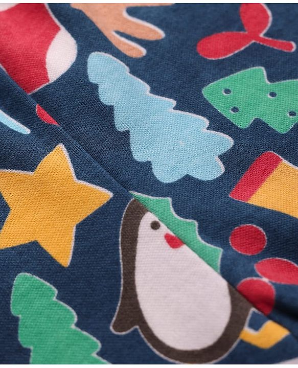 Babyhug Cotton Knit Full Length Bootie Leggings With Stripes & Christmas Theme Print Pack Of 3 - Multi Colour