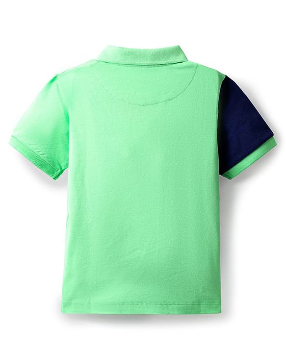 Pine Kids Cotton Knit Half Sleeves Cut & Sew Polo T-Shirt with Limitless Text Print - Light Green