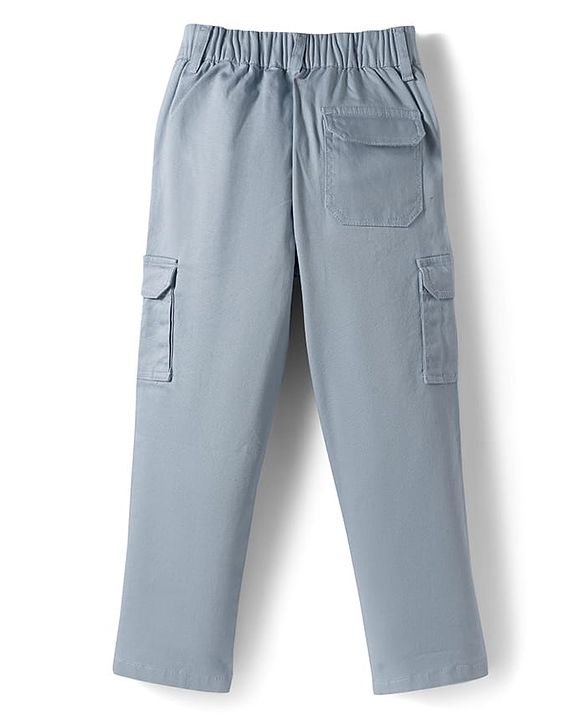 Pine Kids Cotton Woven Full Length Solid Coloured Trousers With Side Pockets - Light Blue