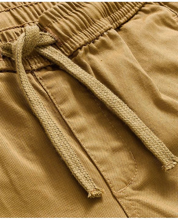 Pine Kids Cotton Elastane Woven Full Length Solid Color Trousers Cargo Pocket - Khaki