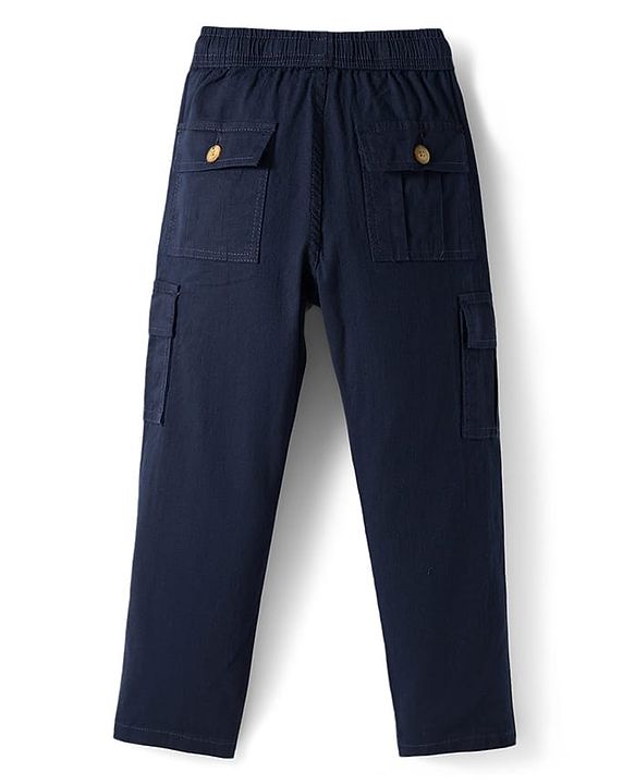 Pine Kids Cotton Elastane Woven Full Length Solid Color Trousers Cargo Pocket - Khaki