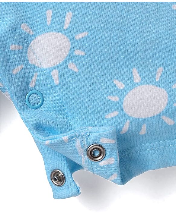 Babyhug Disney Single Jersey Knit Half Sleeves T-Shirt & Dungaree Set With Mickey Mouse Graphics And Pocket Detailing - Light Blue & Red