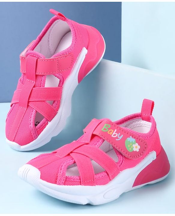 Cute Walk by Babyhug Velcro Closure Sandals with Baby Print - Fuchsia