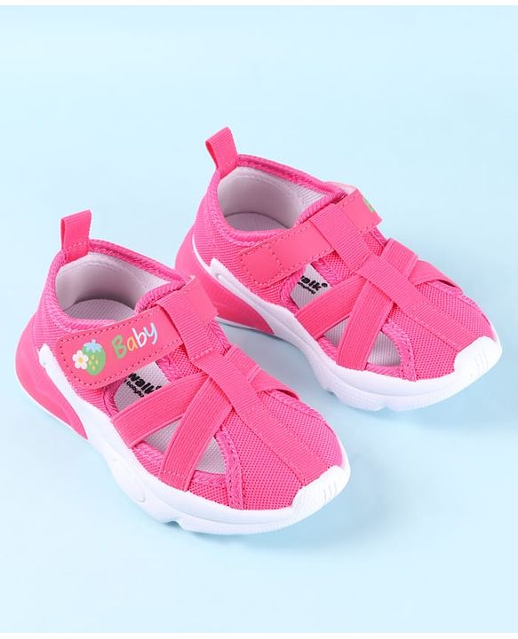 Cute Walk by Babyhug Velcro Closure Sandals with Baby Print - Fuchsia