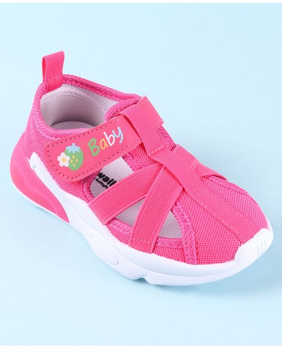 Cute Walk by Babyhug Velcro Closure Sandals with Baby Print - Fuchsia