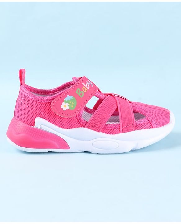 Cute Walk by Babyhug Velcro Closure Sandals with Baby Print - Fuchsia