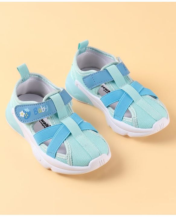 Cute Walk by Babyhug Velcro Closure Sandals with Baby Print - Light Blue