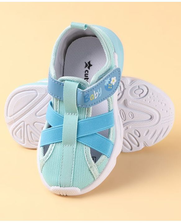 Cute Walk by Babyhug Velcro Closure Sandals with Baby Print - Light Blue