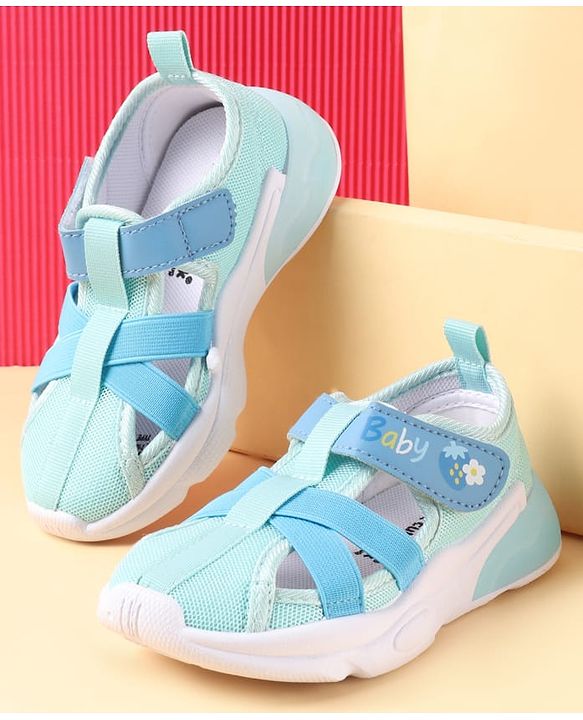 Cute Walk by Babyhug Velcro Closure Sandals with Baby Print - Light Blue