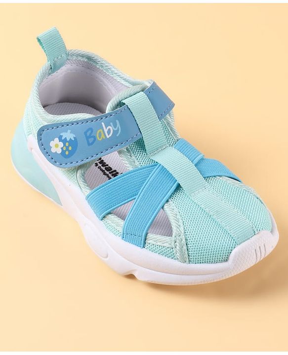 Cute Walk by Babyhug Velcro Closure Sandals with Baby Print - Light Blue