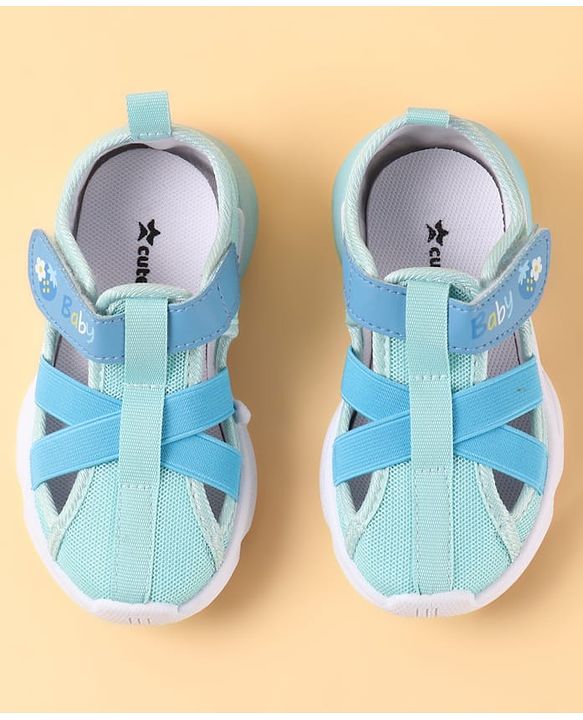 Cute Walk by Babyhug Velcro Closure Sandals with Baby Print - Light Blue