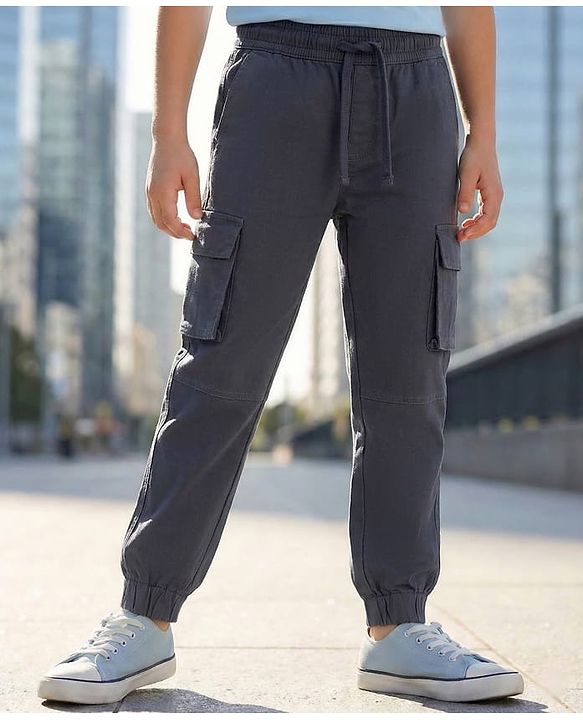 Pine Kids Woven Full Length Trouser With Cargo Pockets - Charcoal Grey
