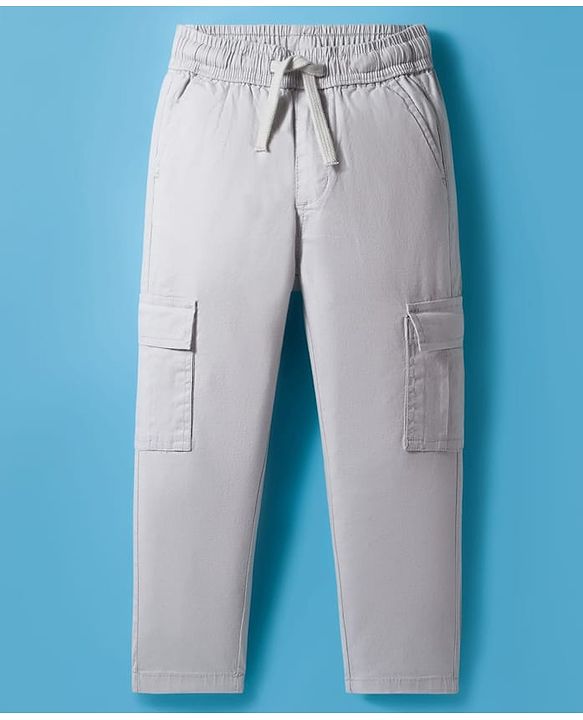 Pine Kids Woven Full Length Solid Color Trouser with Pockets - Beige