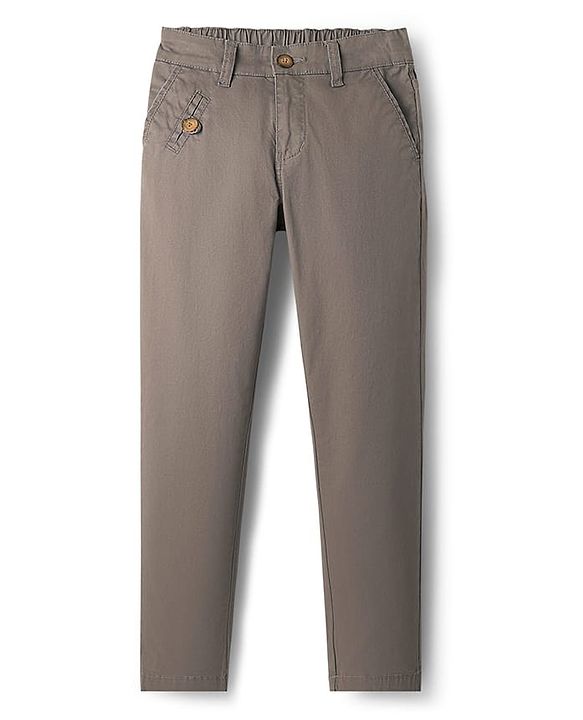 Pine Kids Cotton Woven Full Length Solid Coloured Trousers - Light Grey