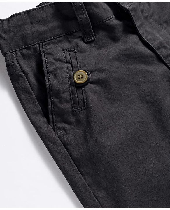 Pine Kids Cotton Woven Full Length Solid Coloured Trousers - Light Grey