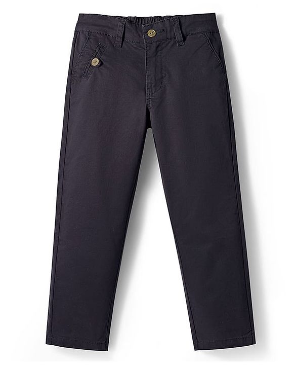 Pine Kids Cotton Woven Full Length Solid Coloured Trousers - Light Grey