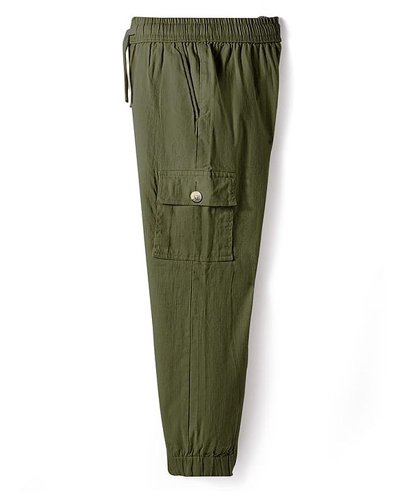 Pine Kids Cotton Elastane Woven Full Length Solid Color Cargo Pants With Pockets - Olive Green