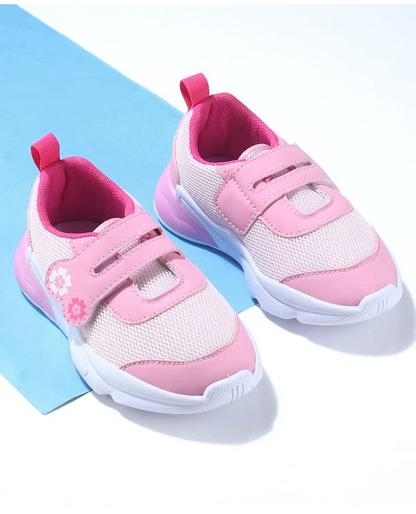 Cute Walk by Babyhug Sneaker Shoes With Velcro Closure & Floral Print - Pink