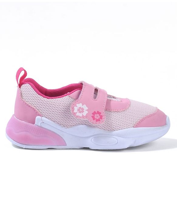 Cute Walk by Babyhug Sneaker Shoes With Velcro Closure & Floral Print - Pink