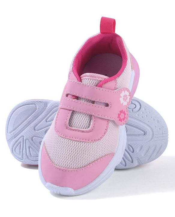 Cute Walk by Babyhug Sneaker Shoes With Velcro Closure & Floral Print - Pink