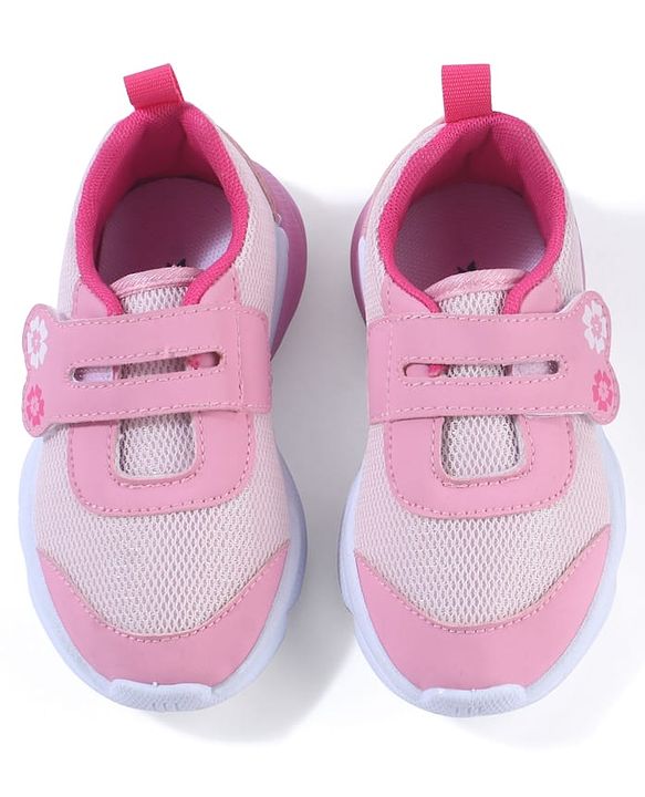 Cute Walk by Babyhug Sneaker Shoes With Velcro Closure & Floral Print - Pink
